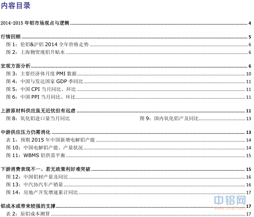 中原期货2015年铝年报：铝市延续筑底步伐 反转上升仍需酝酿