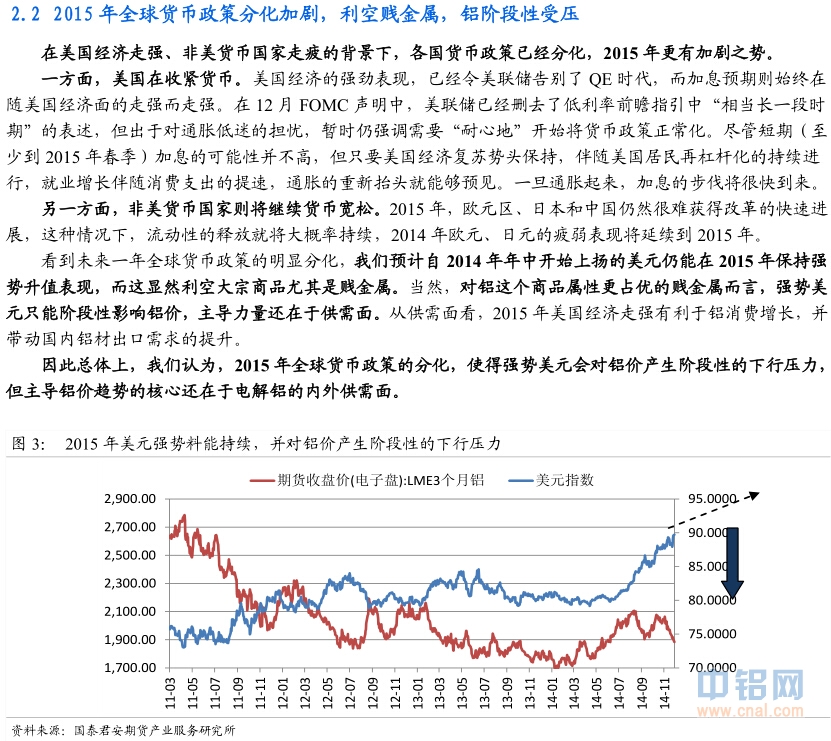 国泰君安期货2015年铝年报：铝尚难言“镍第二”，万三布多万五空