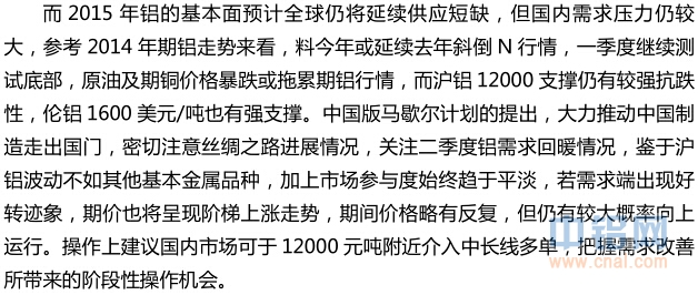 国金期货2015年度沪铝年报：期铝内冷外热，筑底回升仍可期