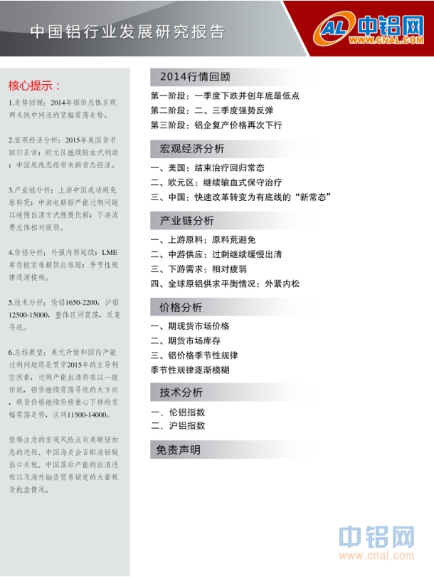 中国铝行业发展研究报告(2014-2015年)