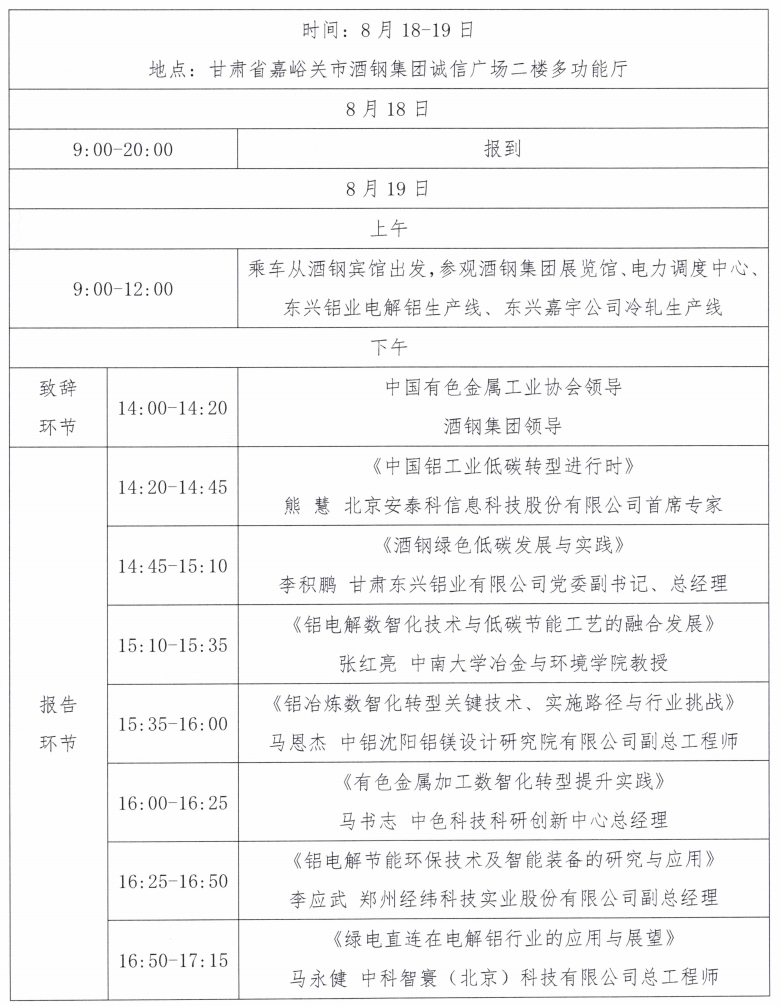 关于召开2025年铝工业绿色化智能化发展论坛的通知