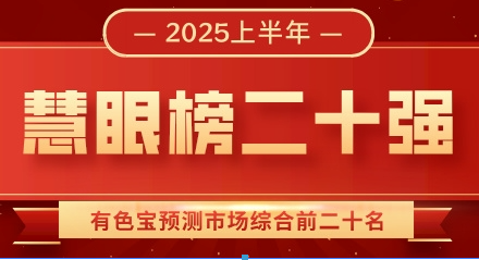 2025上半年有色宝慧眼榜全榜单前二十名揭晓！